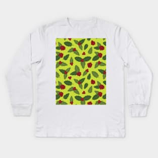 Holly Berry Pattern Kids Long Sleeve T-Shirt